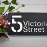 Personalised House Sign - Contemporary Perspex Home Sign with Velvet Black Foreground and Choice of Background Colour - Style 2