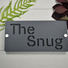 Personalised House Sign - Contemporary Perspex Home Sign with Slate Grey Foreground and Choice of Background Colour - S2