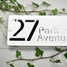 Personalised House Sign - Contemporary Perspex Home Sign with Chalk White Foreground and Choice of Background Colour - Style 2