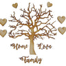 Wooden 'Oak Tree' Family Tree Craft Kit with 'Family', Love' & 'Home' Words plus Heart Name Plaque Embellishments - Complete Kit!