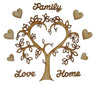 Leafy Wooden Family Tree Craft Kit with 'Family', Love' & 'Home' Words plus Heart Name Plaque Embellishments - Complete Kit!